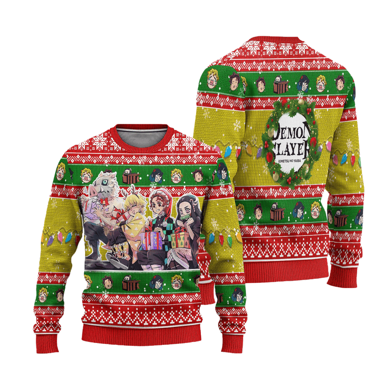 Demon Slayer Anime Ugly Christmas Sweater Characters Xmas Gift Nearkii