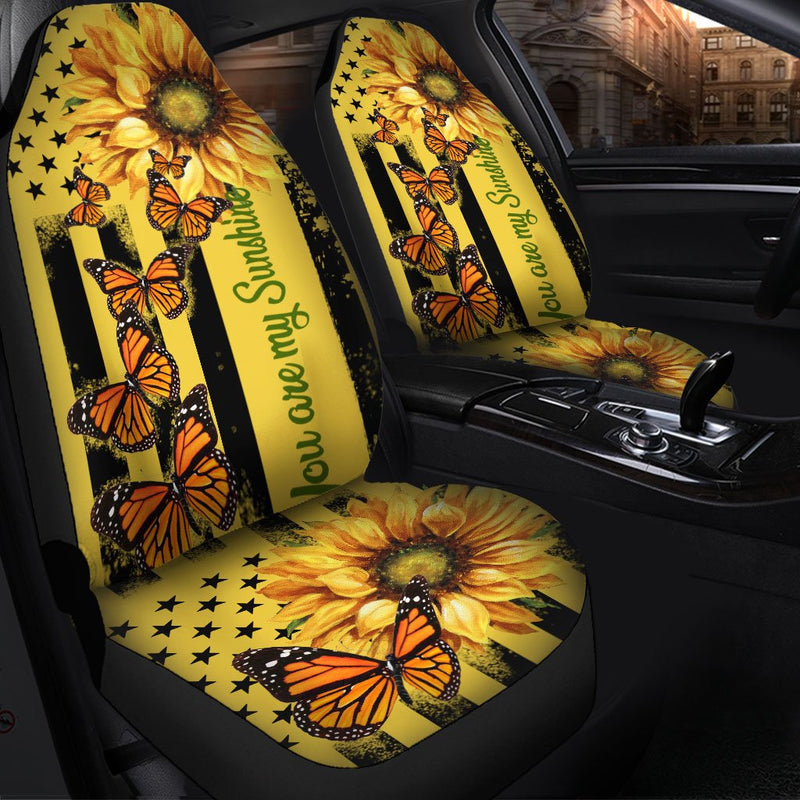 Butterfly Custom Yellow Sunflower Premium Custom Car Seat Covers Decor Protector Nearkii