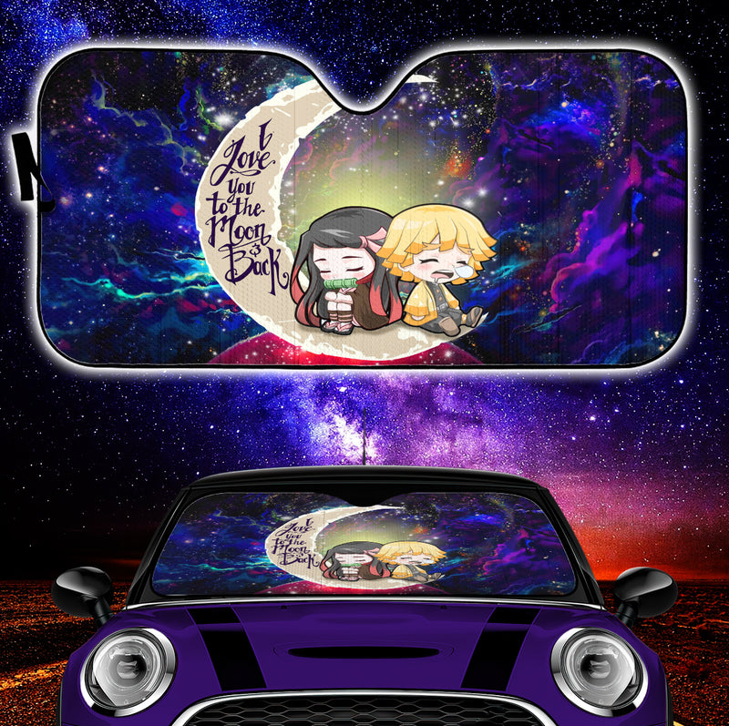 Zenitsu And Nezuko Chibi Demon Slayer Love You To The Moon Galaxy Car Auto Sunshades Nearkii