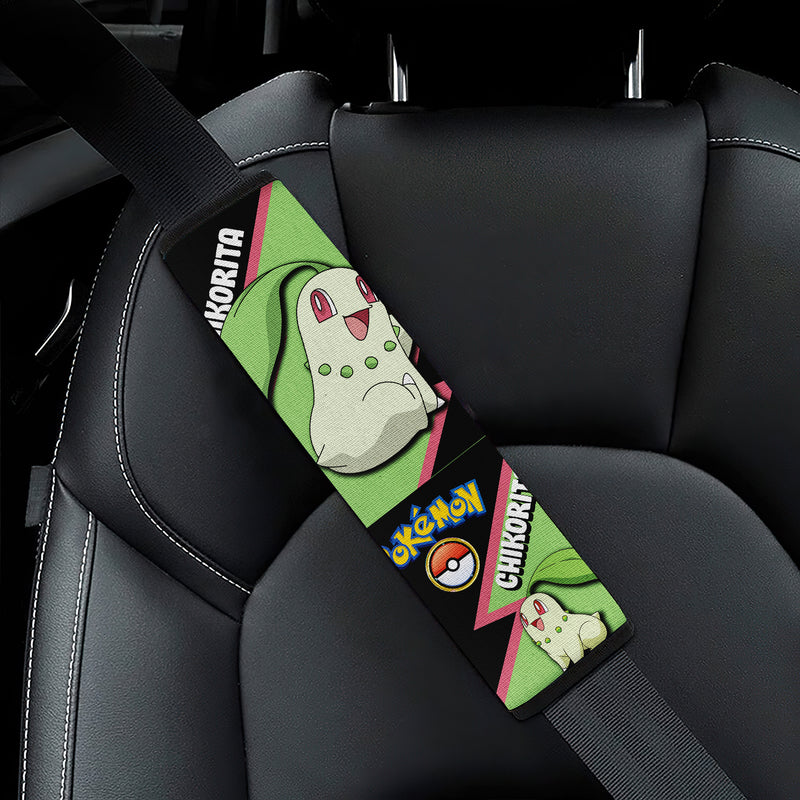 Chikorita car seat belt covers Anime Pokemon Custom Car Accessories Nearkii