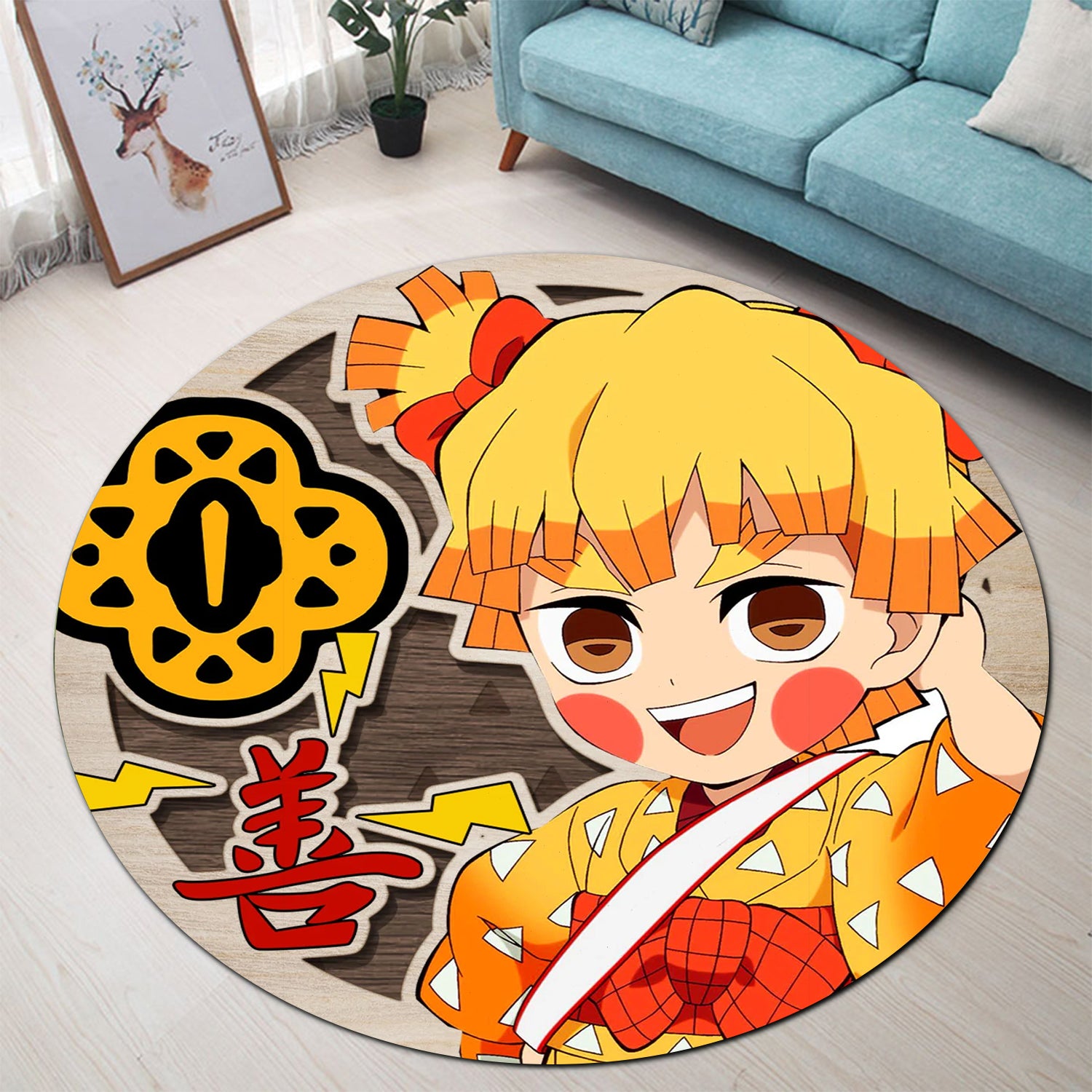 Demon Slayer Zenitsu Agatsuma Round Rug