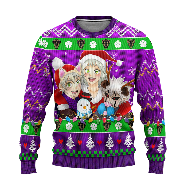 Black Clover Anime Ugly Christmas Sweater Purple Xmas Gift Nearkii