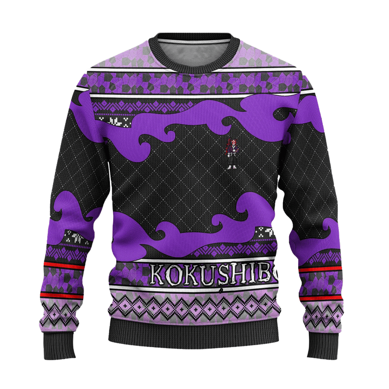 Kokushibo Anime Ugly Christmas Sweater Demon Slayer Chibi Xmas Gift Nearkii