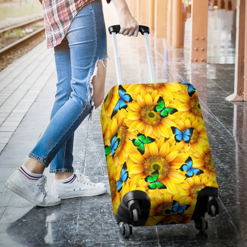 Sunflower Butterfly Luggage Cover Suitcase Protector Nearkii