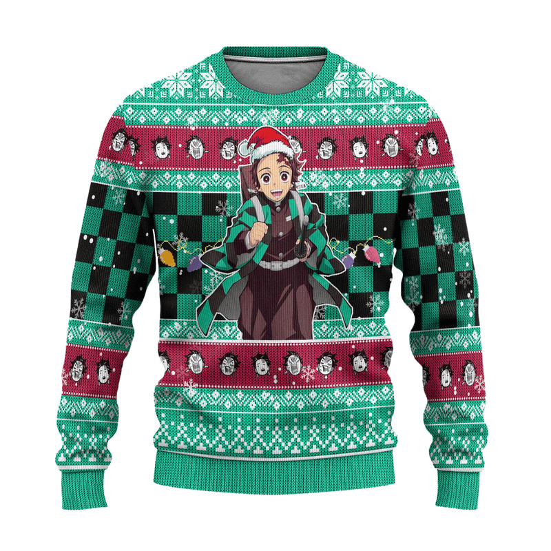 Demon Slayer Tanjiro Kamado Anime Ugly Christmas Sweater Xmas Gift Nearkii