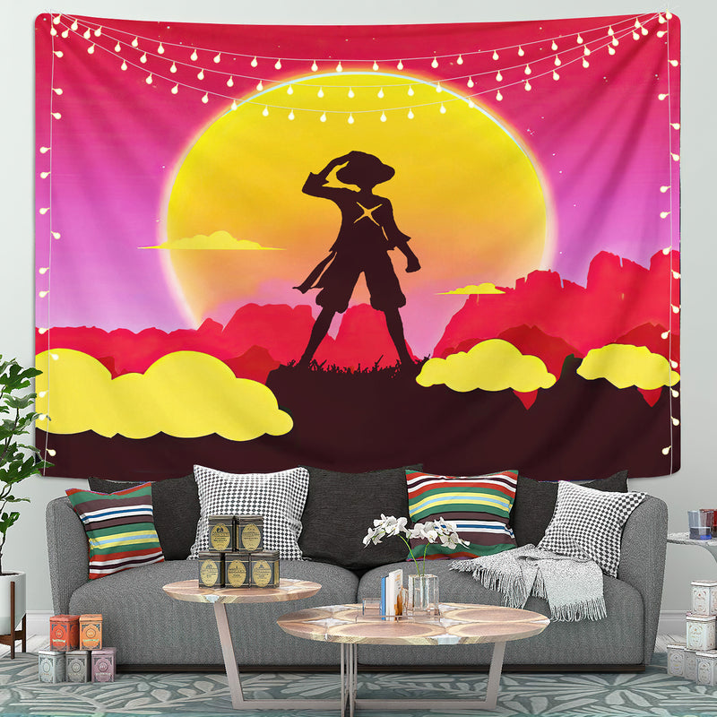 One Piece Luffy Anime Sunset Tapestry Room Decor Nearkii