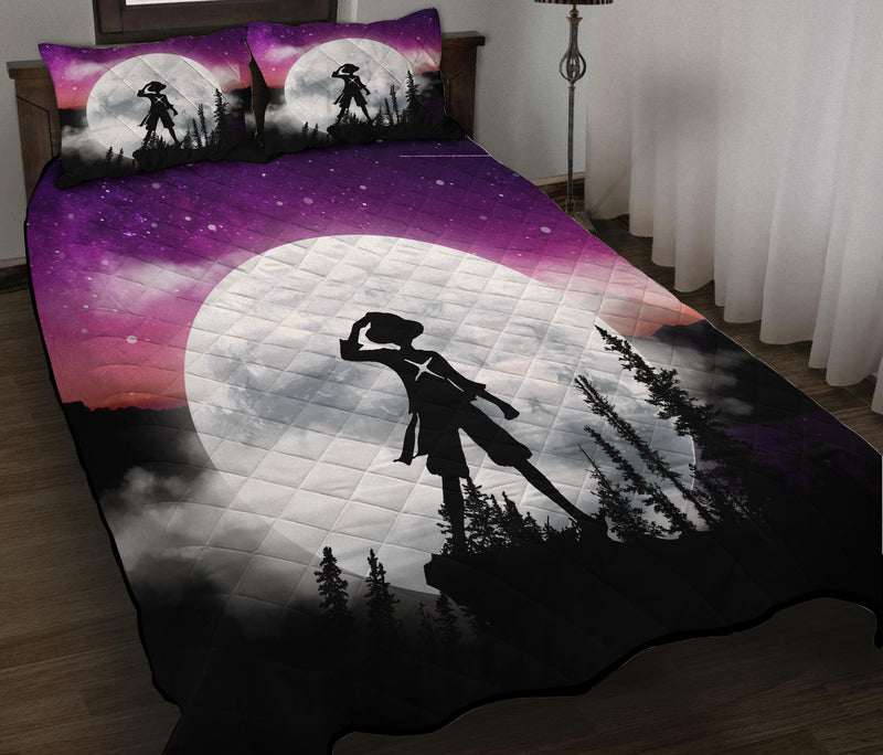 One Piece Luffy Anime Moon Night Galaxy Quilt Bed Sets Nearkii
