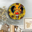 Charmander Pokemon Sunflower Zipper Wood Wall Clock Nearkii