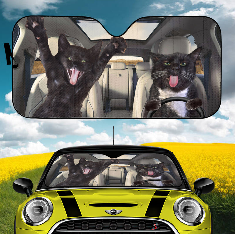 Funny Black Cat Car Auto Sunshades Nearkii