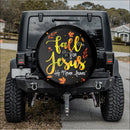Fall For Jesus, He Never Leaves Car Spare Tire Cover Gift For Campers Nearkii