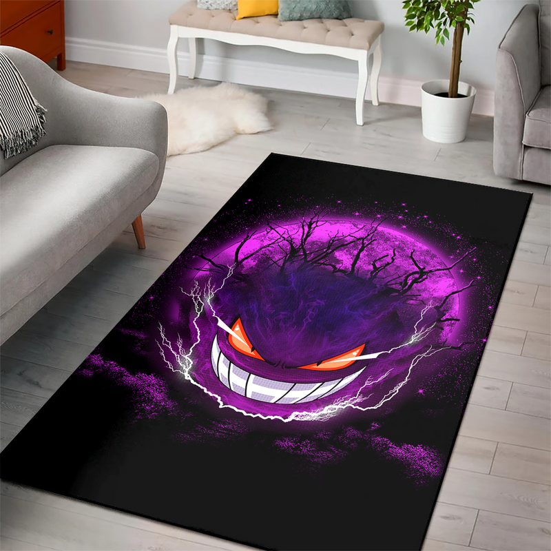 Gengar Pokemon Ghost Scary Moonlight Area Carpet Rug Home Decor Bedroom Living Room Decor Nearkii