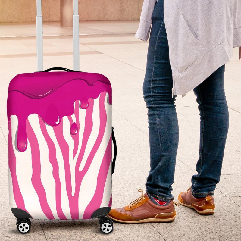 Flowing Pink Paint Zebra Luggage Cover Suitcase Protector Nearkii