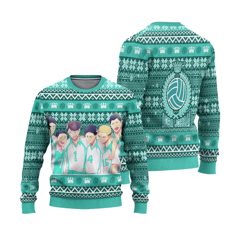 Aoba Johsai High Ugly Christmas Sweater Haikyuu Anime Xmas Gift Nearkii