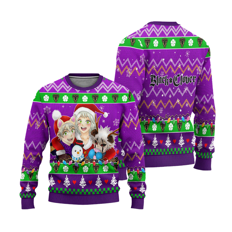 Black Clover Anime Ugly Christmas Sweater Purple Xmas Gift Nearkii