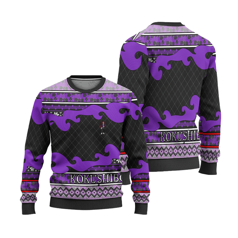 Kokushibo Anime Ugly Christmas Sweater Demon Slayer Chibi Xmas Gift Nearkii