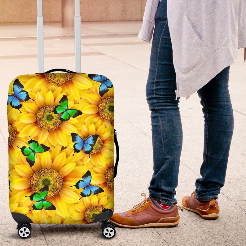 Sunflower Butterfly Luggage Cover Suitcase Protector Nearkii