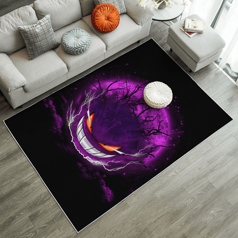 Gengar Pokemon Ghost Scary Moonlight Area Carpet Rug Home Decor Bedroom Living Room Decor Nearkii