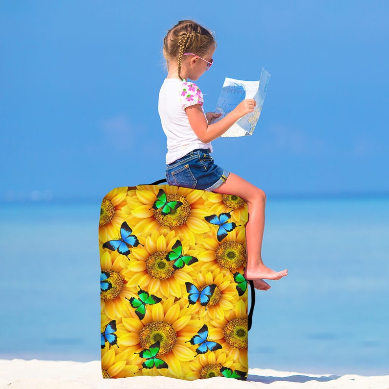 Sunflower Butterfly Luggage Cover Suitcase Protector Nearkii