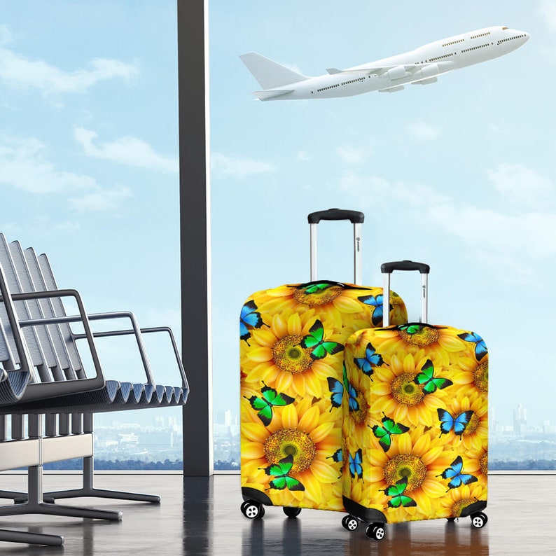 Sunflower Butterfly Luggage Cover Suitcase Protector Nearkii