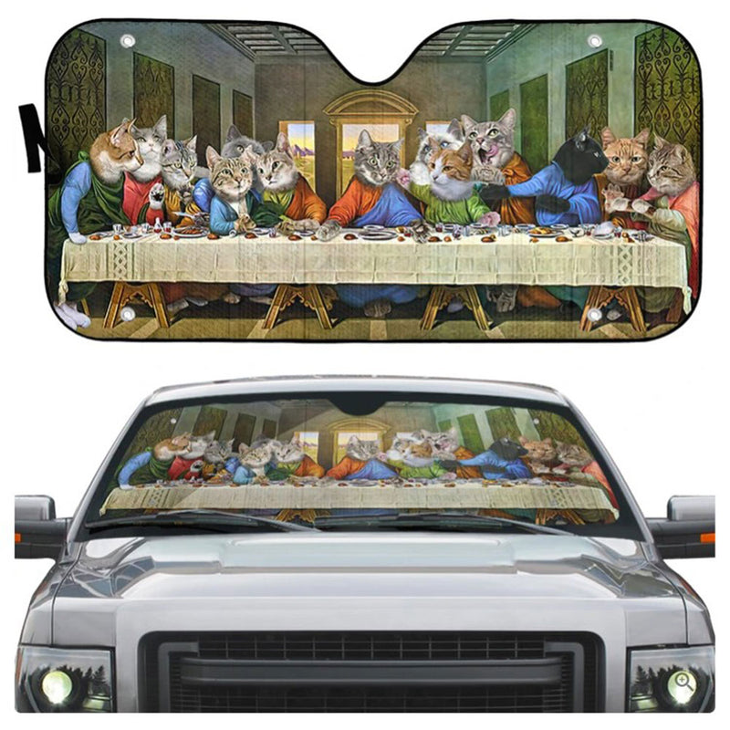 The Last Supper Cat Custom Car Auto Sun Shades Windshield Accessories Decor Gift Nearkii
