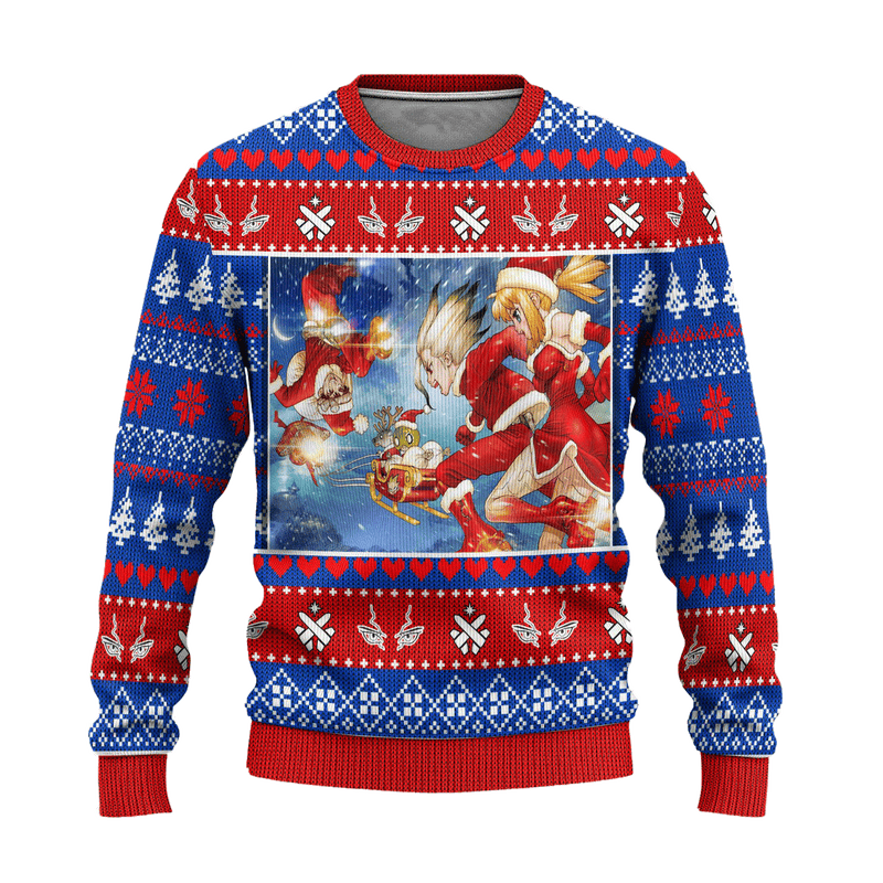 Dr Stone Anime Ugly Christmas Sweater Custom Characters Xmas Gift Nearkii