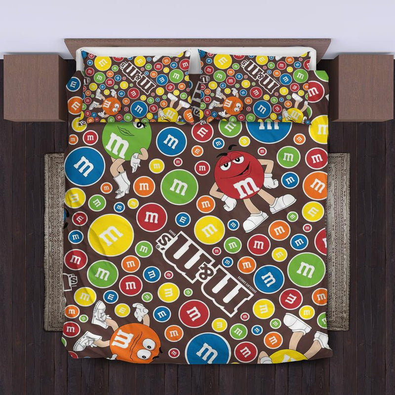 M&M Chocolate Bedding Set Duvet Cover And 2 Pillowcases Nearkii