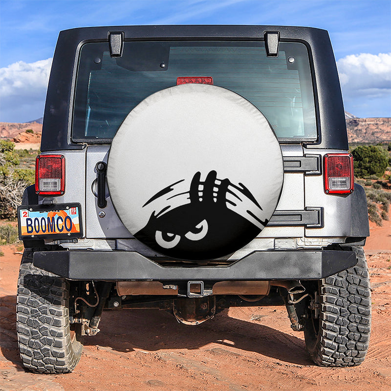 Evil Monster Peeping Peek A Boo Funny White Jeep Car Spare Tire Covers Gift For Campers Nearkii