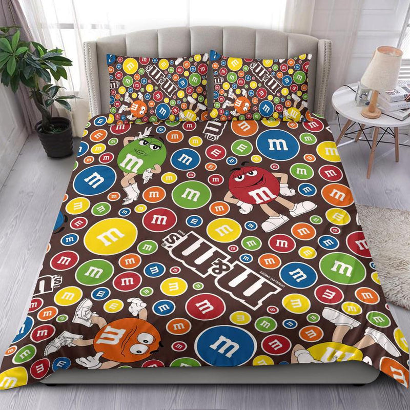 M&M Chocolate Bedding Set Duvet Cover And 2 Pillowcases Nearkii