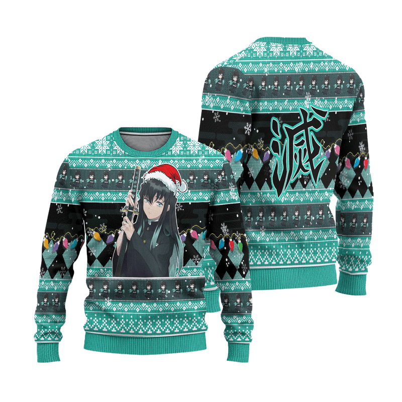 Demon Slayer Muichiro Tokito Anime Ugly Christmas Sweater Xmas Gift Nearkii