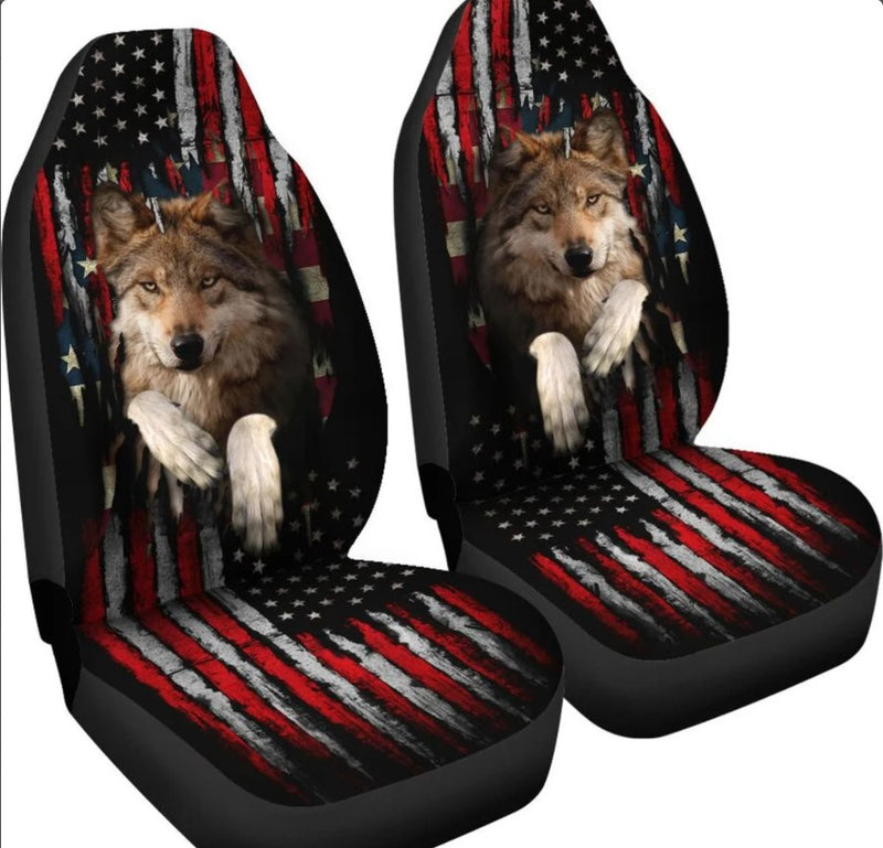 Wolf In Flag Car Seat Covers Nearkii