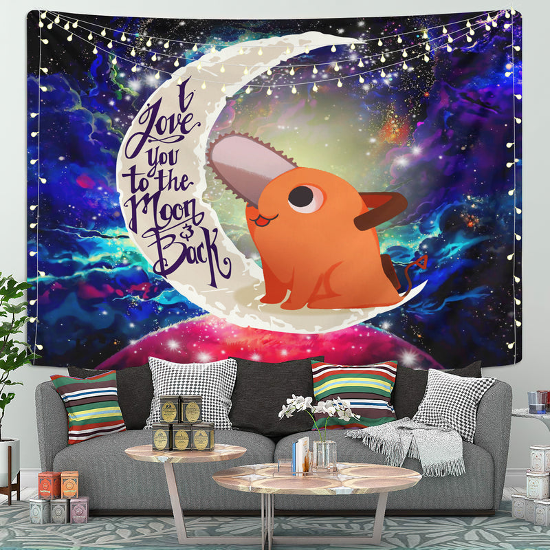 Dog Chainsaw Man Love You To The Moon Galaxy Tapestry Room Decor Nearkii