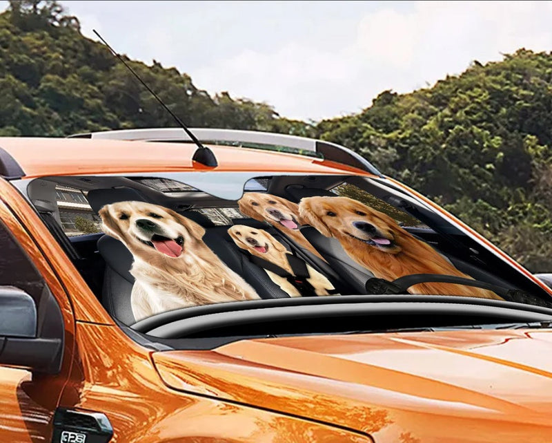 Golden Retriever Family Car Auto Sunshades Nearkii