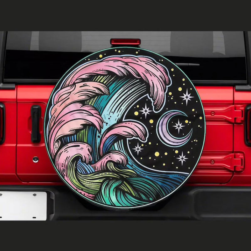 Camping Night Hippie Vintage Art Jeep Car Spare Tire Cover Gift For Campers Nearkii