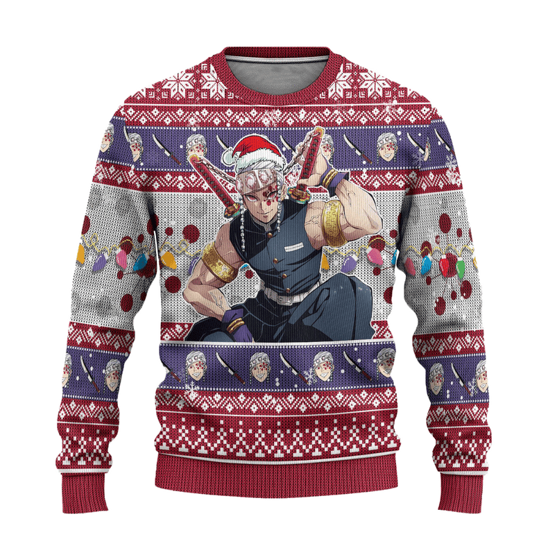 Demon Slayer Tengen Uzui Anime Ugly Christmas Sweater Xmas Gift