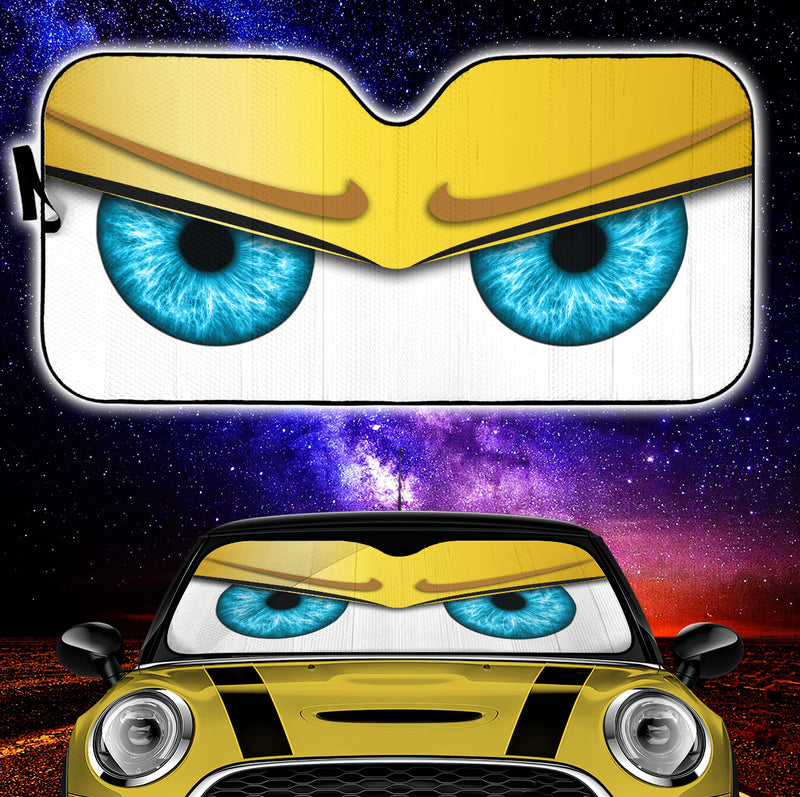 Yellow Funny Angry Cartoon Eyes Car Auto Sun Shades Windshield Accessories Decor Gift Nearkii