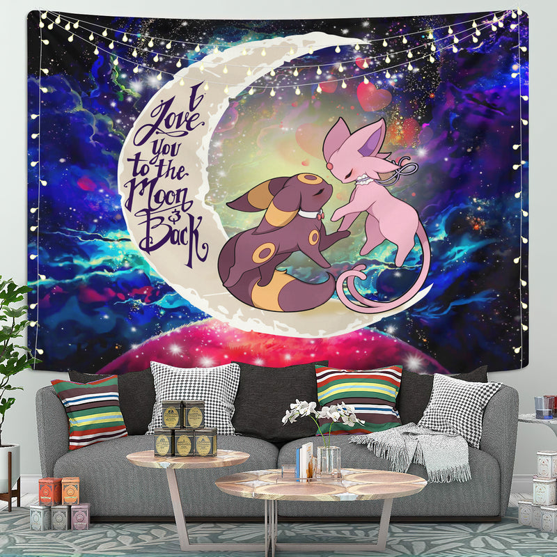 Eevee Couple Espeon And Umbreon Pokemon Love You To The Moon Galaxy Tapestry Room Decor Nearkii