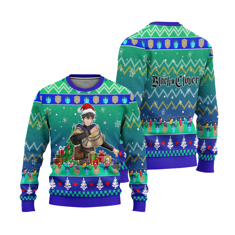 Yuno Anime Ugly Christmas Sweater Black Clover Xmas Gift Nearkii