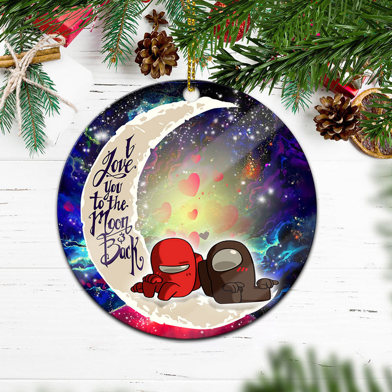 Among Us Couple Love You To The Moon Galaxy Mica Circle Ornament Perfect Gift For Holiday Nearkii