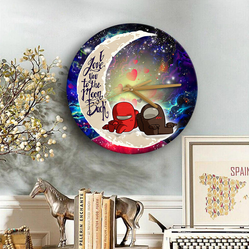 Among Us Couple Love You To The Moon Galaxy 1 Wood Wall Clock Nearkii