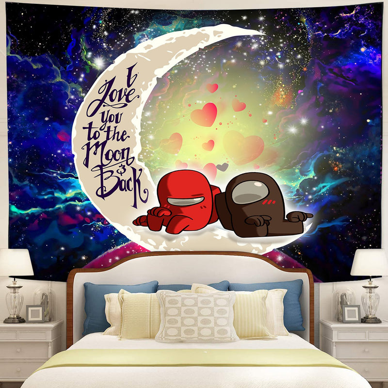 Among Us Couple Love You To The Moon Galaxy Tapestry Room Decor Nearkii