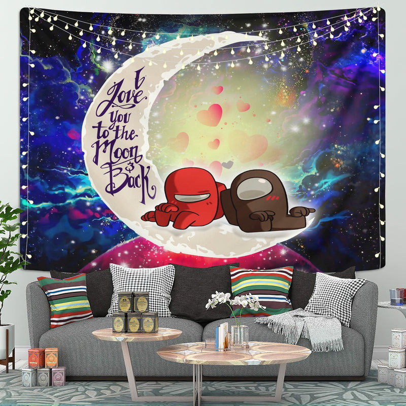 Among Us Couple Love You To The Moon Galaxy Tapestry Room Decor Nearkii