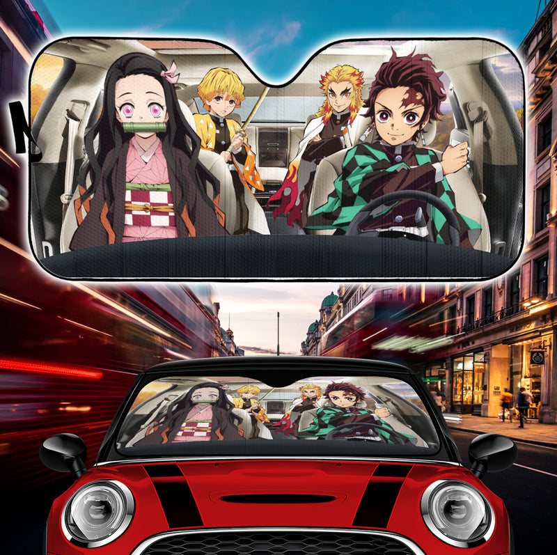 Anime Demon Slayer Team Car Auto Sun Shades Windshield Accessories Decor Gift Nearkii