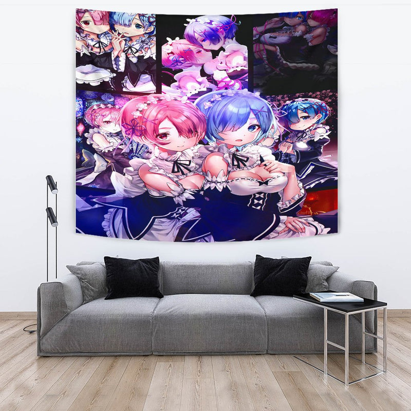 Ram And Rem Anime Girl Re Zero Tapestry Room Decor Nearkii