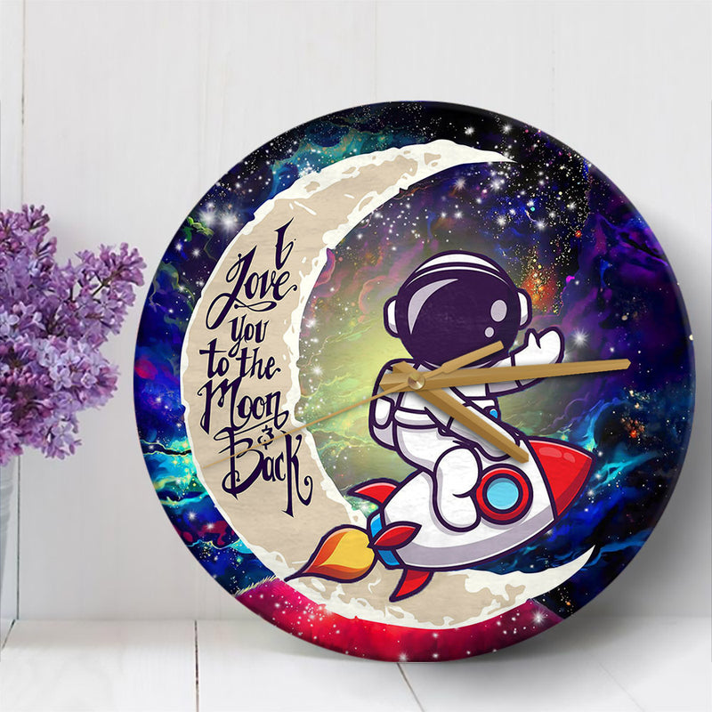 Astronaut Chibi Love You To The Moon Galaxy 1 Wood Wall Clock Nearkii