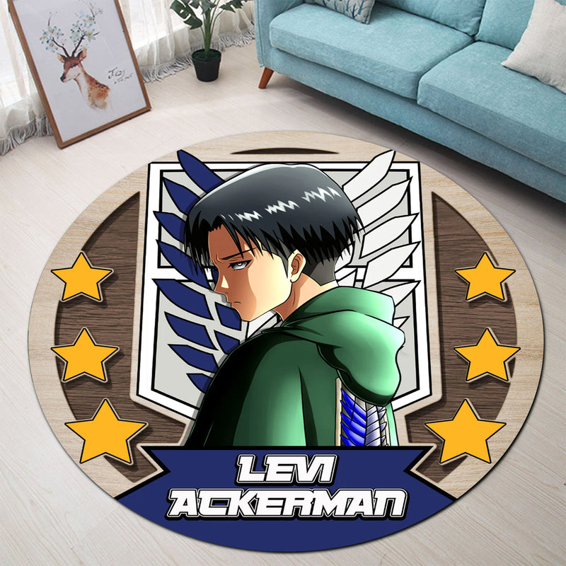 Attack On Titan Levi Ackerman Round Carpet Rug Bedroom Livingroom Home Decor Nearkii