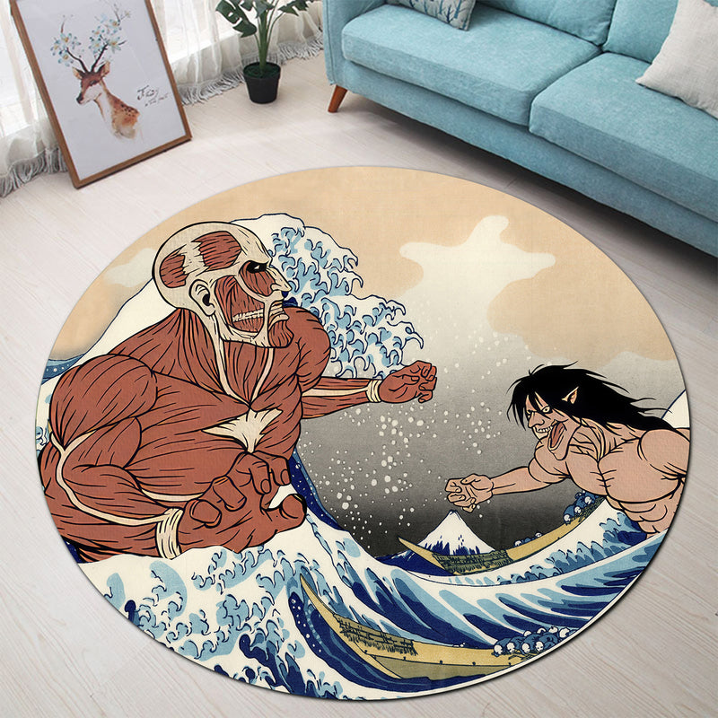 Attack On Titans The Great Wave Japan Anime Round Carpet Rug Bedroom Livingroom Home Decor
