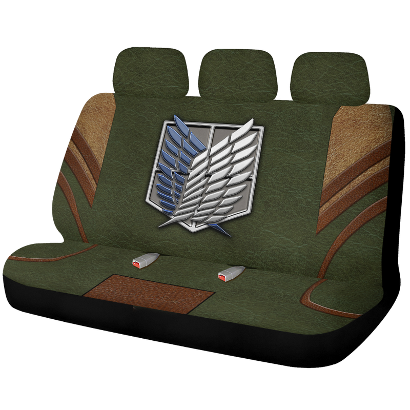 Attack On Titan Green Survey Corps Anime Car Back Seat Covers Decor Protectors Nearkii