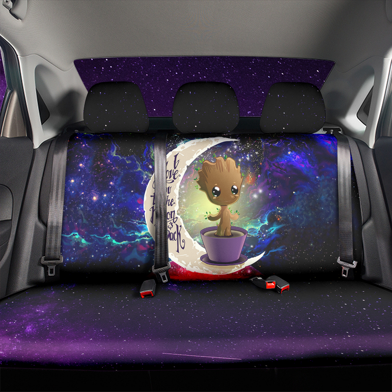 Baby Groot Love You To The Moon Galaxy Premium Custom Car Back Seat Covers Decor Protectors Nearkii