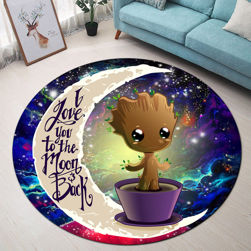 Baby Groot Love You To The Moon Galaxy Round Carpet Rug Bedroom Livingroom Home Decor Nearkii