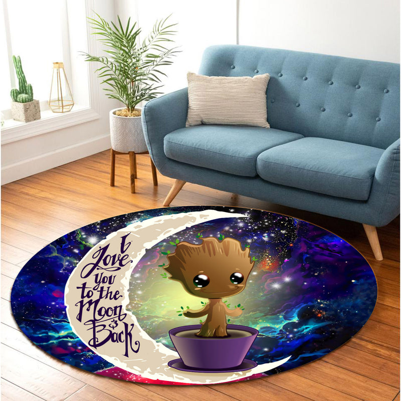 Baby Groot Love You To The Moon Galaxy Round Carpet Rug Bedroom Livingroom Home Decor Nearkii